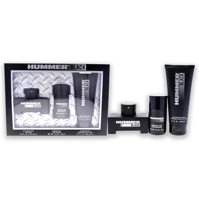 Hummer Hummer Black by Hummer for Men - 3 Pc Gift Set 4.2oz EDT Spray, 2.6oz Deodorant Stick, 6.7oz Hair and Body Wash