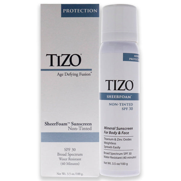 Tizo SheerFoam Body And Face Non-Tinted SPF 30 by Tizo for Unisex - 3.5 oz Sunscreen