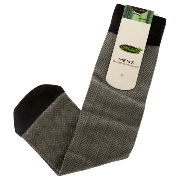 Bamboo Trouser Socks - Herringbone Gray by Cariloha for Men - 1 Pair Socks (L/XL)