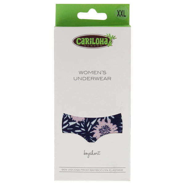 Bamboo Boyshort Briefs - Navy Floral by Cariloha for Women - 1 Pc Underwear (2XL)