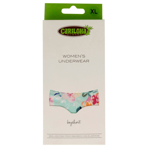 Bamboo Boyshort Briefs - Aqua Floral by Cariloha for Women - 1 Pc Underwear (XL)