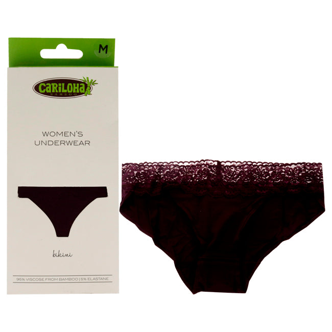 Bamboo Lace Bikini - Merlot by Cariloha for Women - 1 Pc Underwear (M)