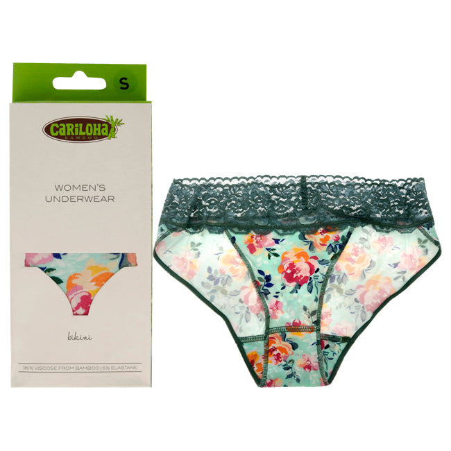 Bamboo Lace Bikini - Aqua Floral by Cariloha for Women - 1 Pc Underwear (S)