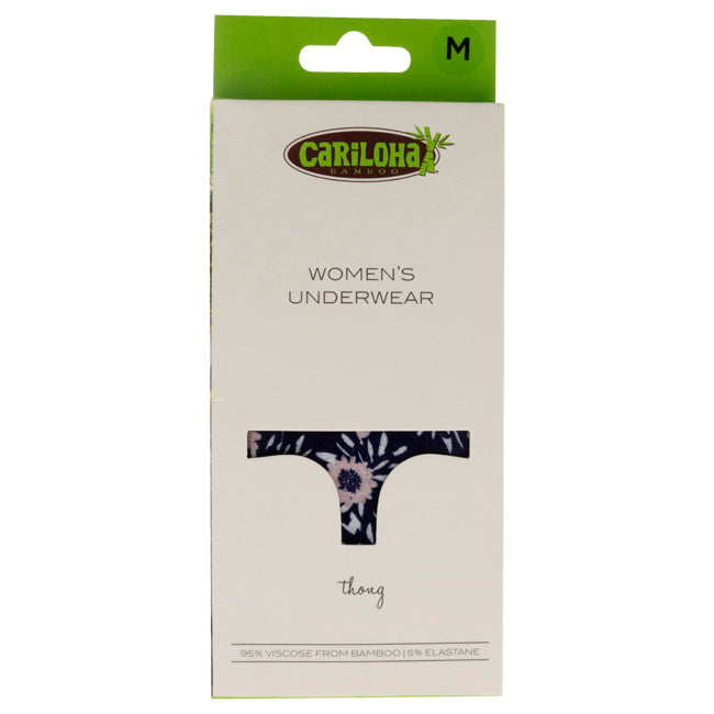 Bamboo Lace Thong - Navy Floral by Cariloha for Women - 1 Pc Underwear (M)
