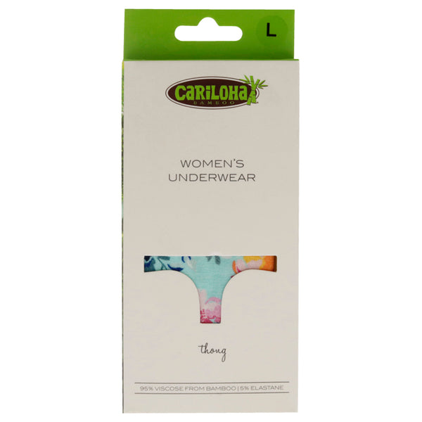 Bamboo Lace Thong - Aqua Floral by Cariloha for Women - 1 Pc Underwear (L)