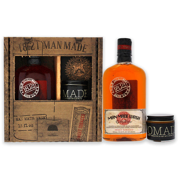 18.21 Man Made Man Made Set - Sweet Tobacco by 18.21 Man Made for Men - 2 Pc 18oz Man Made Wash 3-In-1 Shampoo, Conditioner and Body Wash, 2oz Pomade