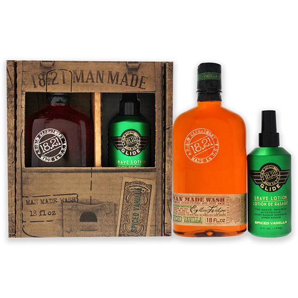 18.21 Man Made Man Made Set - Spiced Vanilla by 18.21 Man Made for Men - 2 Pc 18oz Man Made Wash 3-In-1 Shampoo, Conditioner and Body Wash, 6oz Glide Shave Lotion
