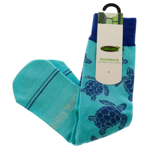Bamboo Trouser Socks - Turtle Aqua by Cariloha for Women - 1 Pair Socks (S/M)