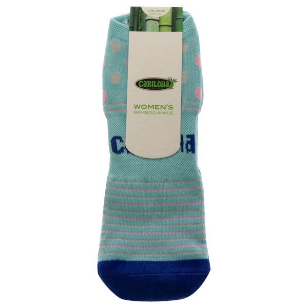 Bamboo Striped Ankle Socks - Dot Light Blue by Cariloha for Women - 1 Pair Socks (L/XL)