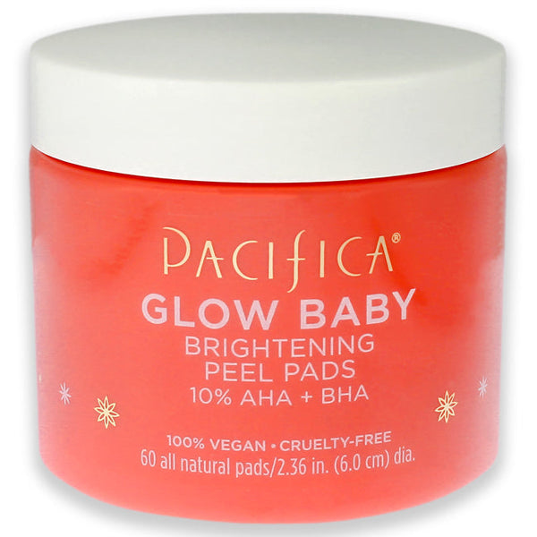 Pacifica Glow Baby Brightening Peel Pads 10 Percent AHA Plus BHA by Pacifica for Unisex - 60 Pc Pads