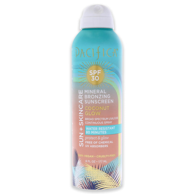 Pacifica Mineral Bronzing Sunscreen Spray SPF 30 - Coconut Glow by Pacifica for Women - 6 oz Sunscreen