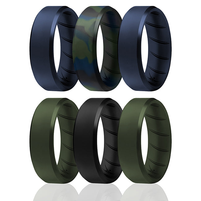 Silicone Wedding BR 8mm Ring Set - Basic-Olive by ROQ for Men - 6 x 7 mm Ring