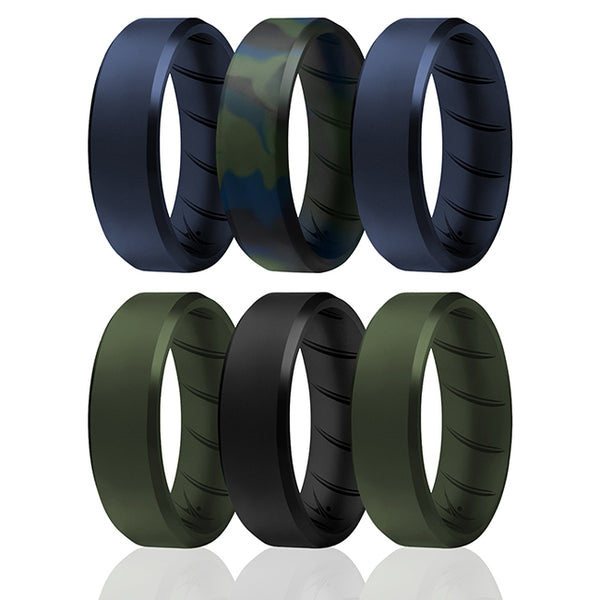 Silicone Wedding BR 8mm Ring Set - Basic-Olive by ROQ for Men - 6 x 9 mm Ring