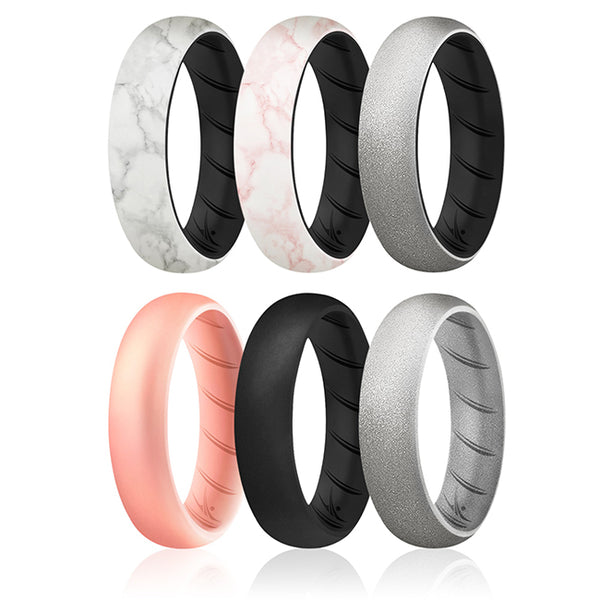 Silicone Wedding BR Solid Ring Set - Marble by ROQ for Women - 6 x 4 mm Ring