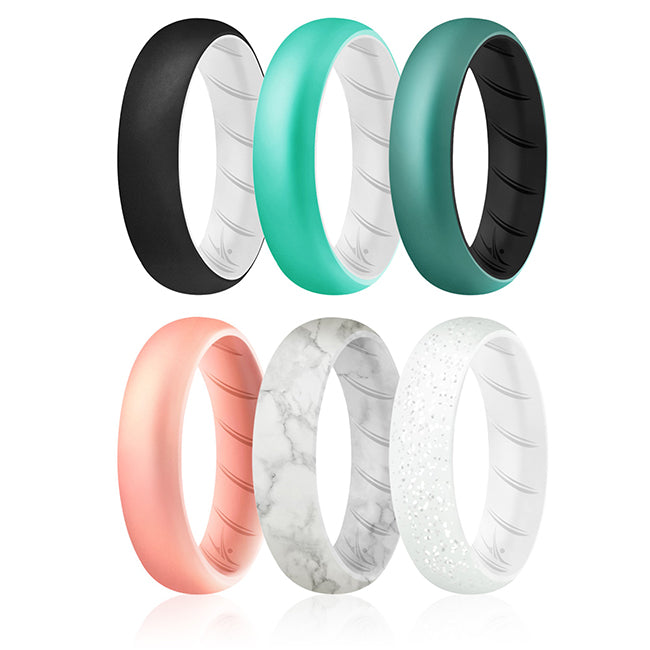 Silicone Wedding BR Solid Ring Set - Aque by ROQ for Women - 6 x 4 mm Ring