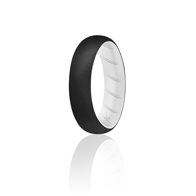 Silicone Wedding BR Solid Ring - White-Black by ROQ for Women - 8 mm Ring