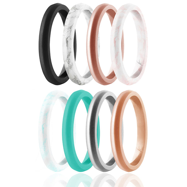 Silicone Wedding Stackble Point Ring Set - Marble by ROQ for Women - 8 x 7 mm Ring