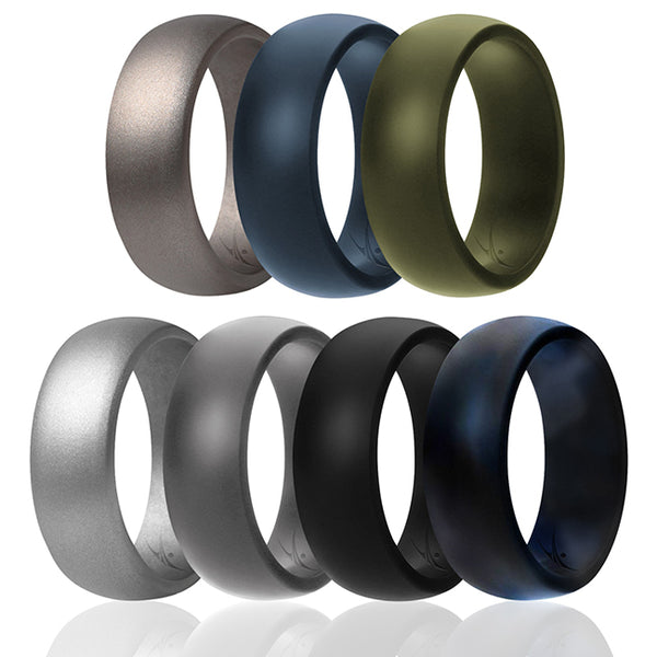 Silicone Wedding Ring Set - Metal-Camo by ROQ for Men - 7 x 7 mm Ring