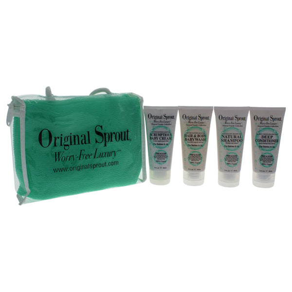 Original Sprout Original Sprout Deluxe Kit by Original Sprout for Kids - 5 Pc Kit 3oz Natural Shampoo, 3oz Hair Body Baby Wash, 3oz Scrumptious Baby Cream, 3oz Deep Conditioner, Exfoliating Wash Cloth