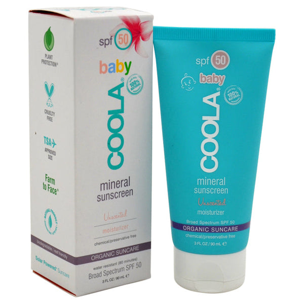 Coola Mineral Baby Sunscreen Moisturizer Lotion SPF 50 - Unscented by Coola for Kids - 3 oz Sunscreen