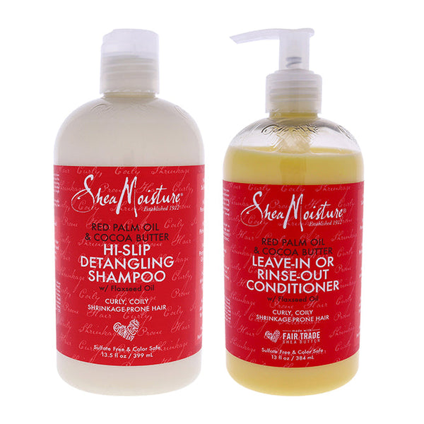 Shea Moisture Red Palm Oil and Cocoa Butter Kit by Shea Moisture for Unisex - 2 Pc Kit 13.5oz Detangling Shampoo, 13oz Leave-In Or Rinse-Out Conditioner