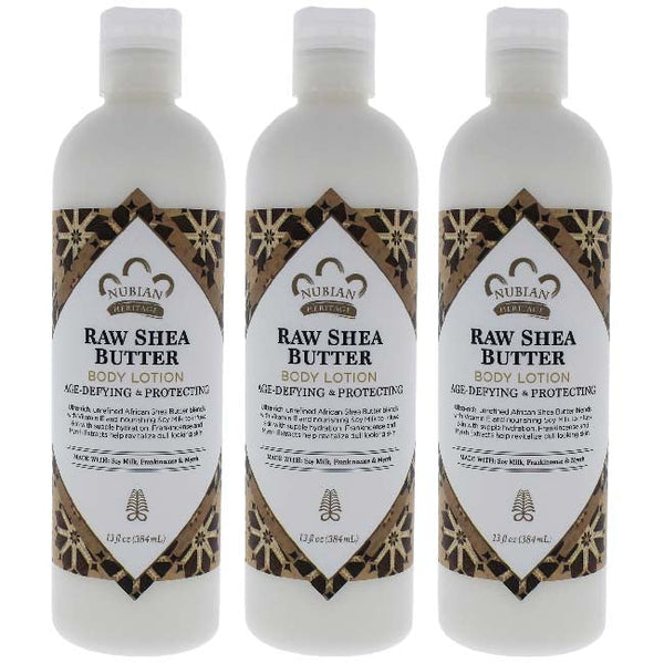 Nubian Heritage Raw Shea Butter Body Lotion by Nubian Heritage for Unisex - 13 oz Body Lotion - Pack of 3