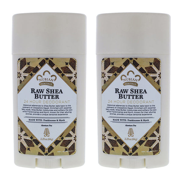 Nubian Heritage Raw Shea Butter 24 Hour Deodorant by Nubian Heritage for Unisex - 2.25 oz Deodorant Stick - Pack of 3