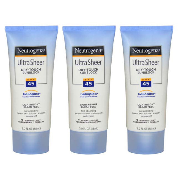 Neutrogena Ultra Sheer Dry Touch Sunblock SPF 45 by Neutrogena for Women - 3 oz Sunblock - Pack of 3