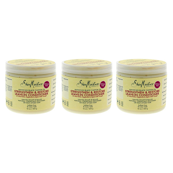 Shea Moisture Jamaican Black Castor Oil Strengthen and Restore Leave-In Conditioner by Shea Moisture for Unisex - 16 oz Conditioner - Pack of 3