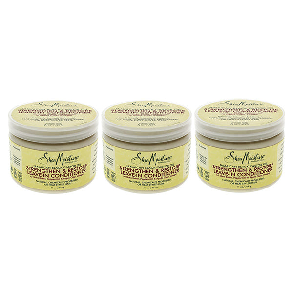 Shea Moisture Jamaican Black Castor Oil Strengthen and Restore Leave-In Conditioner by Shea Moisture for Unisex - 11 oz Conditioner - Pack of 3