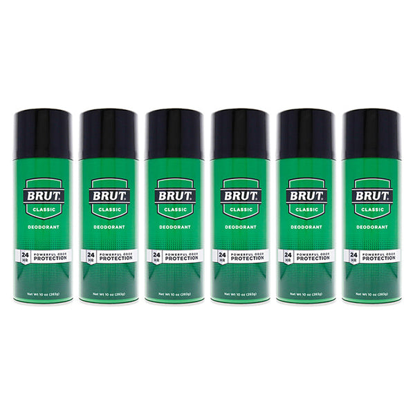 24 Hour Protection with Trimax Deodorant by Brut for Unisex - 10 oz Deodorant Spray - Pack of 6