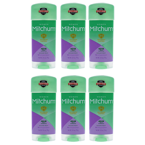 Mitchum Mitchum Clear Gel Antiperspirant and Deodorant - Shower Fresh by Mitchum for Women - 3.4 oz Deodorant Stick - Pack of 6