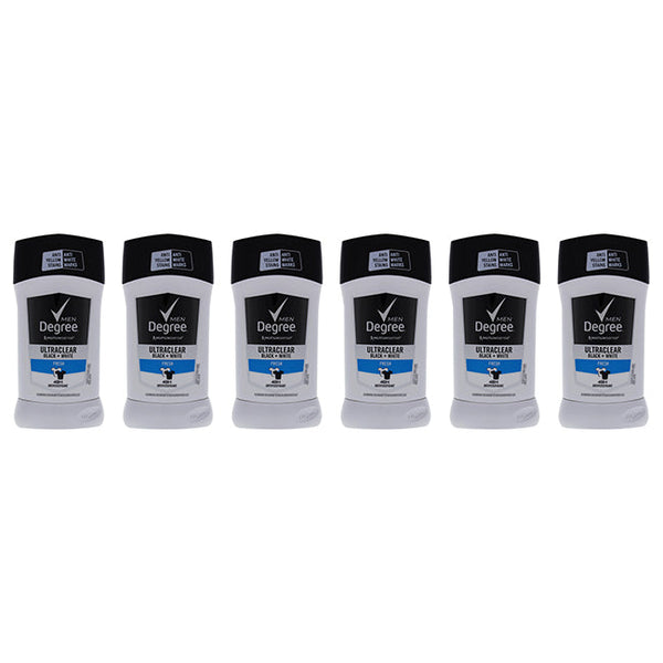 Degree MotionSense Ultraclear Black Plus White Fresh 48H Anti-Perspirant by Degree for Men - 2.7 oz Deodorant Stick - Pack of 6