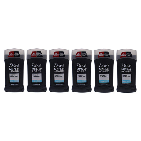Dove Men Plus Care Clean Comfort Antiperspirant Deodorant by Dove for Men - 3 oz Deodorant Stick - Pack of 6