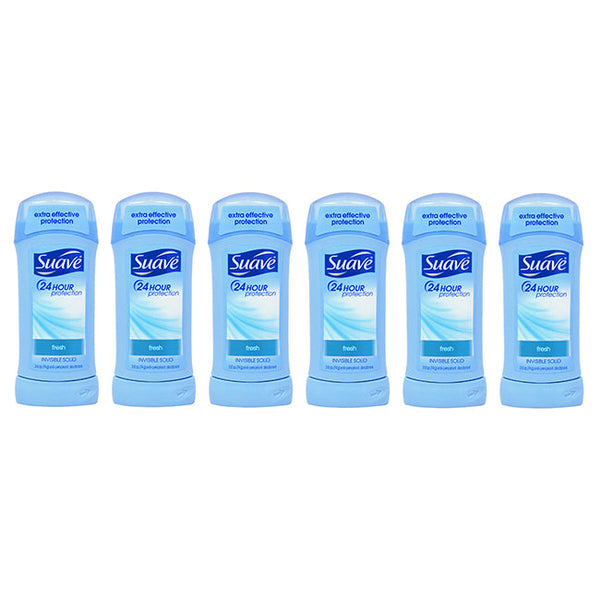Suave 24 Hour Protection Invisible Solid Anti-Perspirant Deodorant Stick - Fresh by Suave for Unisex - 2.6 oz Deodorant Stick - Pack of 6