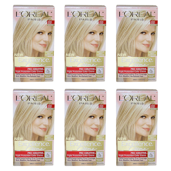 Excellence Creme Pro - Keratine - 9.5 NB Lightest Natural Blonde - Natural by LOreal Paris for Unisex - 1 Application Hair Color - Pack of 6