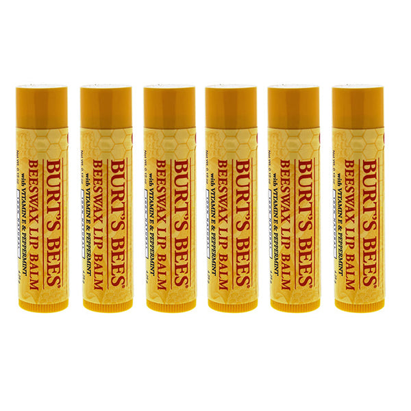 Burts Bees Beeswax Lip Balm With Vitamin E Peppermint by Burts Bees for Unisex - 0.15 oz Lip Balm - Pack of 6