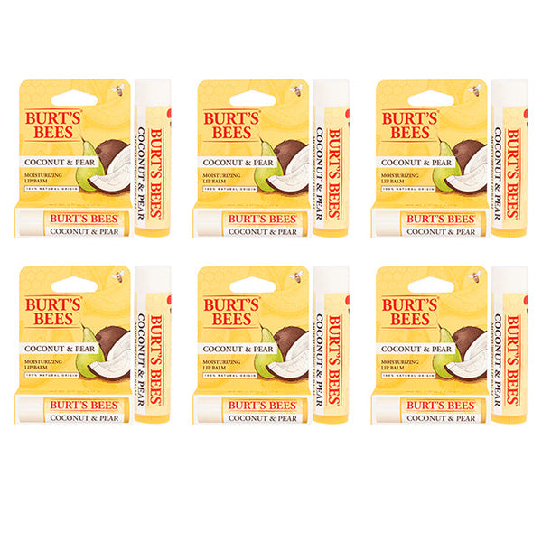 Coconut and Pear Moisturizing Lip Balm Blister by Burts Bees for Unisex - 0.15 oz Lip Balm - Pack of 6