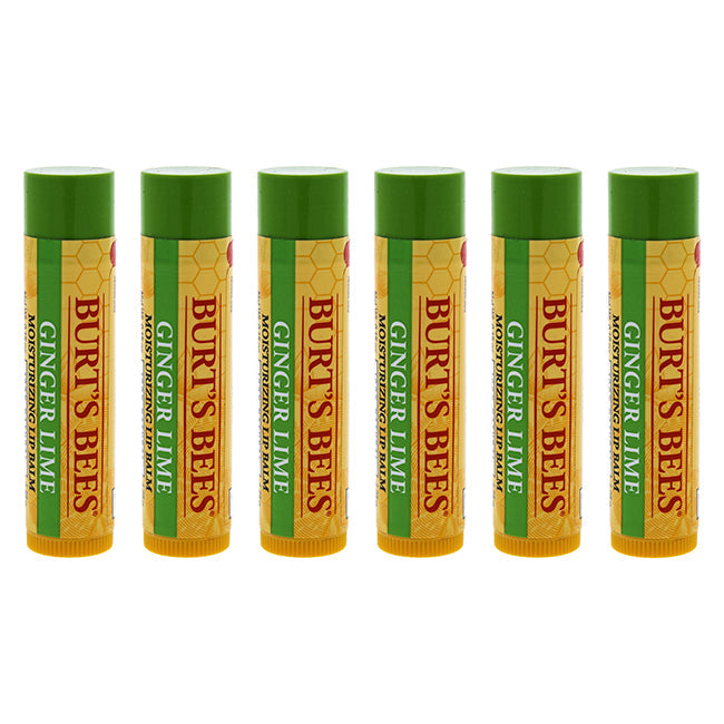 Burts Bees Ginger Lime Moisturizing Lip Balm by Burts Bees for Unisex - 0.15 oz Lip Balm - Pack of 6