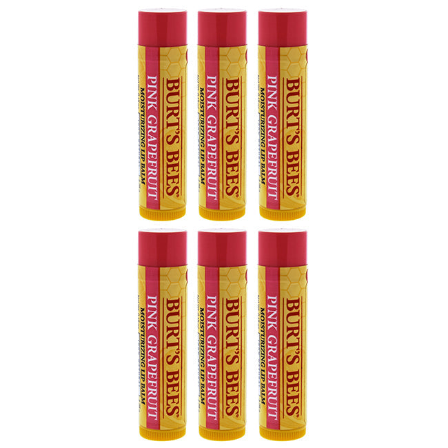 Burts Bees Pink Grapefruit Moisturizing Lip Balm by Burts Bees for Unisex - 0.15 oz Lip Balm - Pack of 6