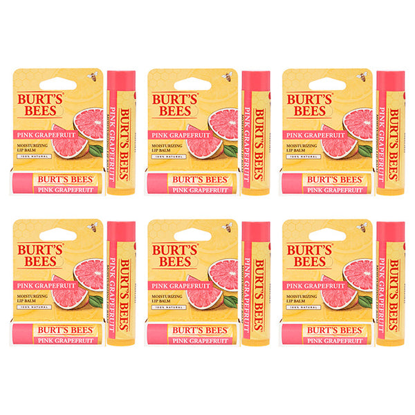 Pink Grapefruit Moisturizing Lip Balm Blister by Burts Bees for Unisex - 0.15 oz Lip Balm - Pack of 6