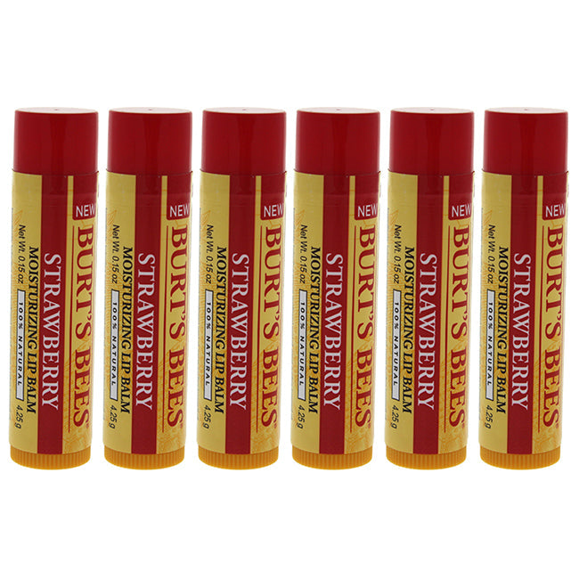 Burts Bees Strawberry Moisturizing Lip Balm by Burts Bees for Unisex - 0.15 oz Lip Balm - Pack of 6