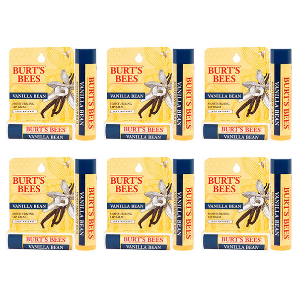 Vanilla Bean Moisturizing Lip Balm Blister by Burts Bees for Unisex - 0.15 oz Lip Balm - Pack of 6