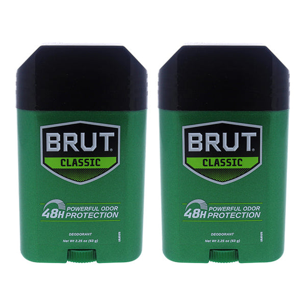 Brut Classic 48H Protection Deodorant Stick by Brut for Men - 2.25 oz Deodorant Stick - Pack of 2