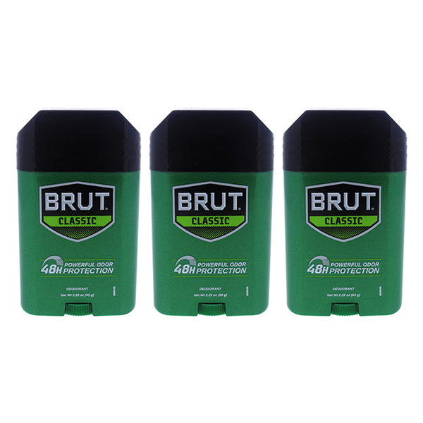 Brut Classic 48H Protection Deodorant Stick by Brut for Men - 2.25 oz Deodorant Stick - Pack of 3
