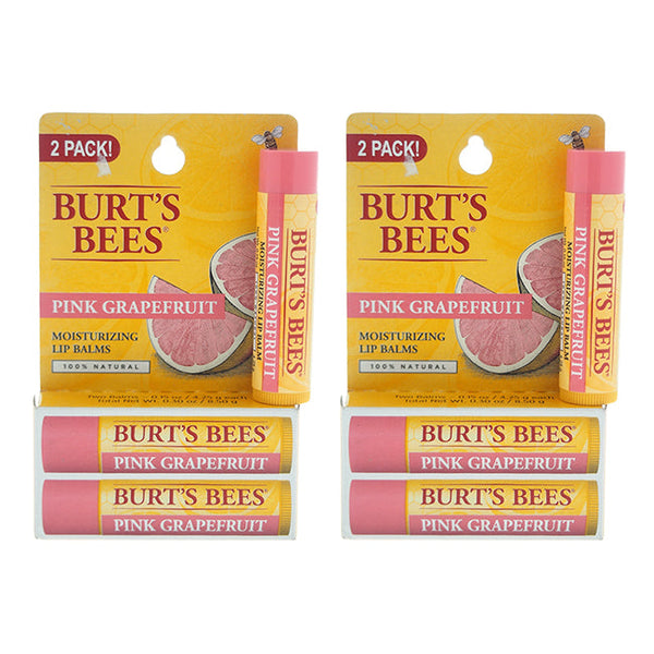 Burts Bees Pink Grapefruit Moisturizing Lip Balm Twin Pack by Burts Bees for Unisex - 2 x 0.15 oz Lip Balm - Pack of 2