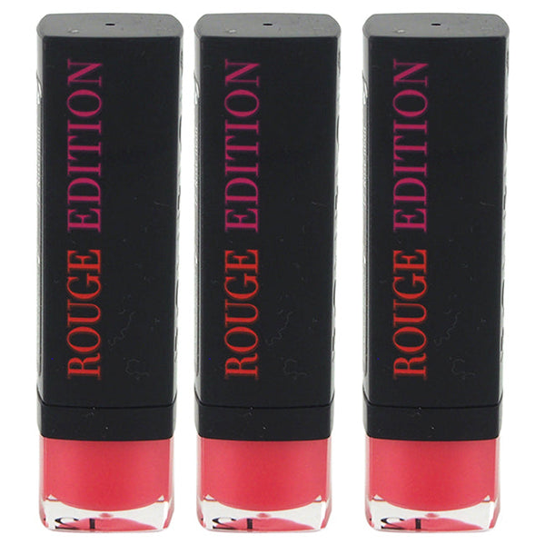 Bourjois Rouge Edition - 12 Rose Neon by Bourjois for Women - 0.12 oz Lipstick - Pack of 3