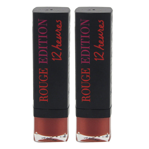 Bourjois Rouge Edition 12 Hours - 33 Peche Cocooning by Bourjois for Women - 0.12 oz Lipstick - Pack of 2