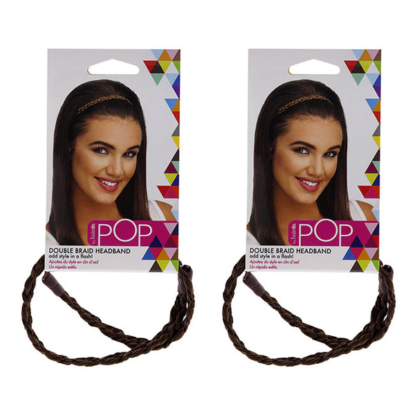 Hairdo Pop Double Braid Headband - R10 Chestnut by Hairdo for Women - 1 Pc Hair Band - Pack of 2
