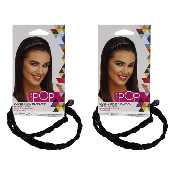 Hairdo Pop Double Braid Headband - R2 Ebony by Hairdo for Women - 1 Pc Hair Band - Pack of 2